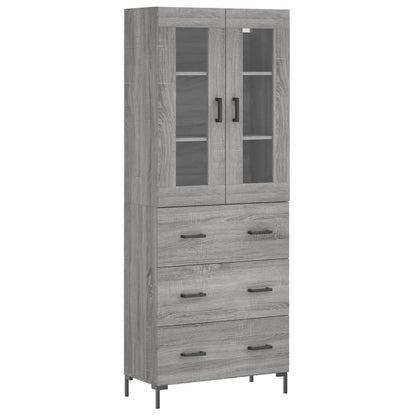 Highboard Grau Sonoma 69,5x34x180 cm Holzwerkstoff