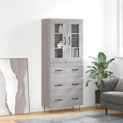 Highboard Grau Sonoma 69,5x34x180 cm Holzwerkstoff