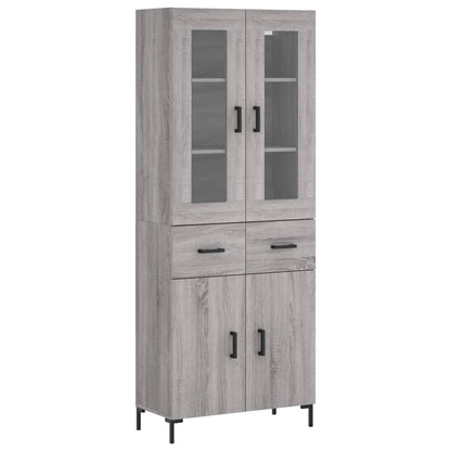 Highboard Grau Sonoma 69,5x34x180 cm Holzwerkstoff