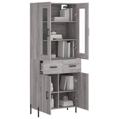 Highboard Grau Sonoma 69,5x34x180 cm Holzwerkstoff