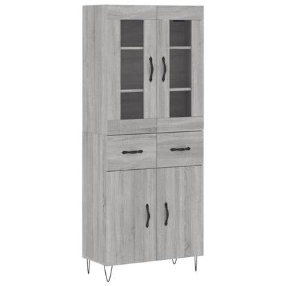 Highboard Grau Sonoma 69,5x34x180 cm Holzwerkstoff