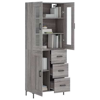 Highboard Grau Sonoma 69,5x34x180 cm Holzwerkstoff