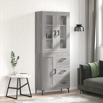 Highboard Grau Sonoma 69,5x34x180 cm Holzwerkstoff