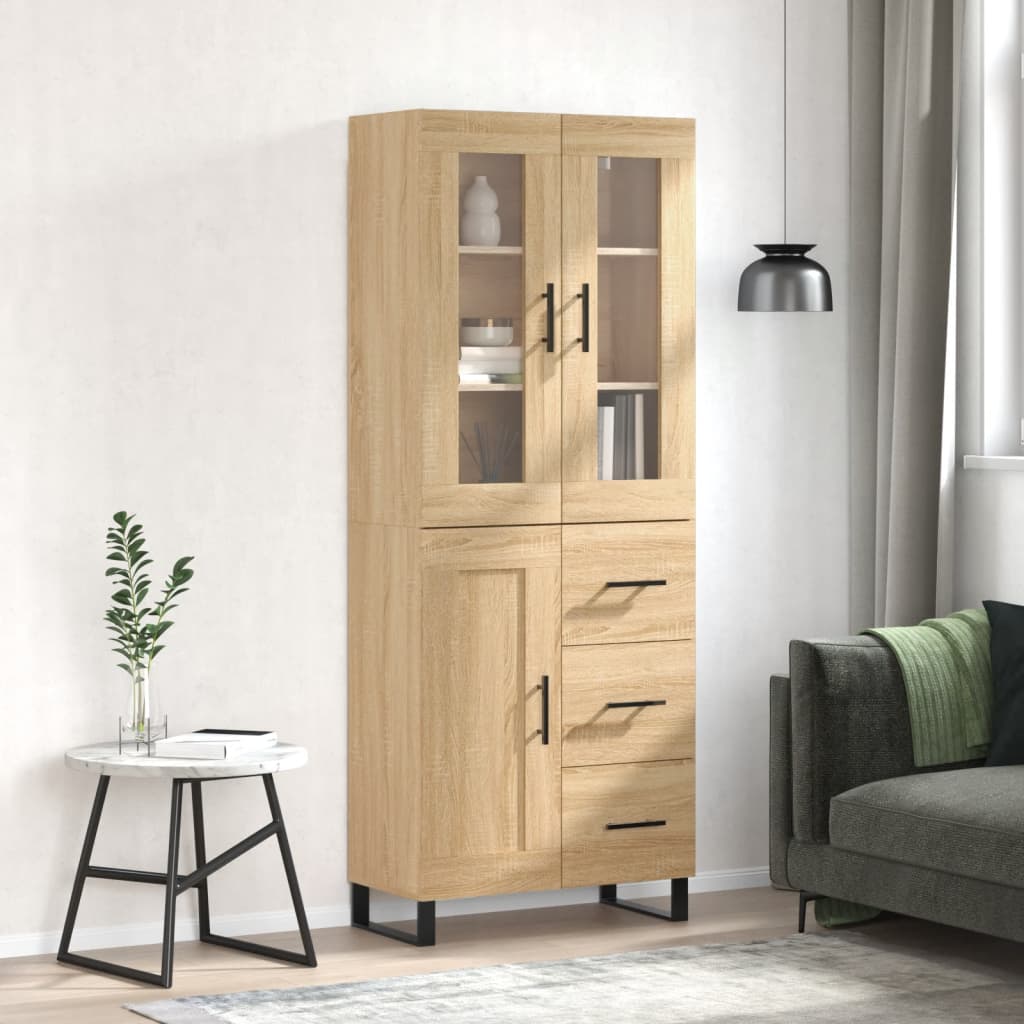 Highboard Sonoma-Eiche 69,5x34x180 cm Holzwerkstoff