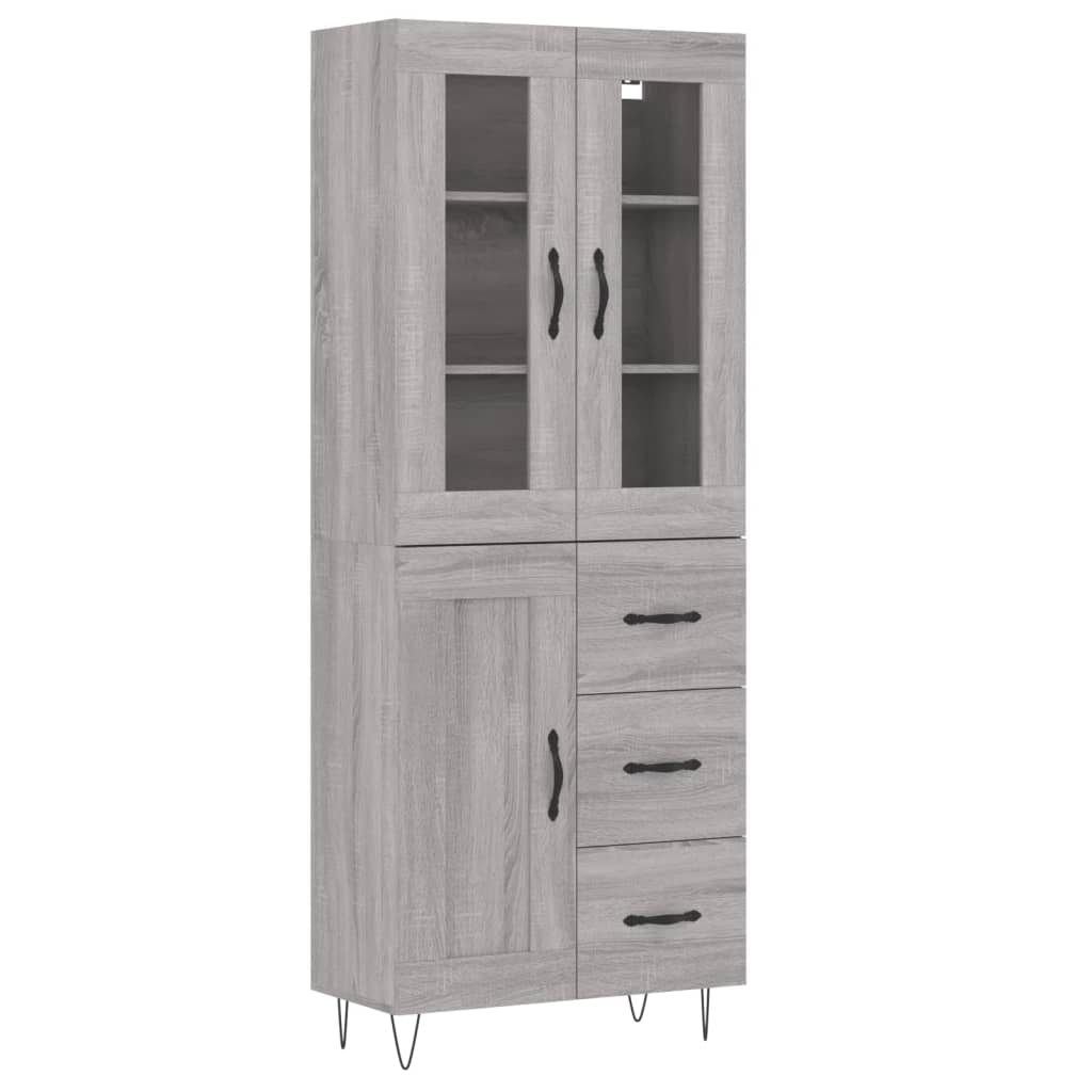 Highboard Grau Sonoma 69,5x34x180 cm Holzwerkstoff