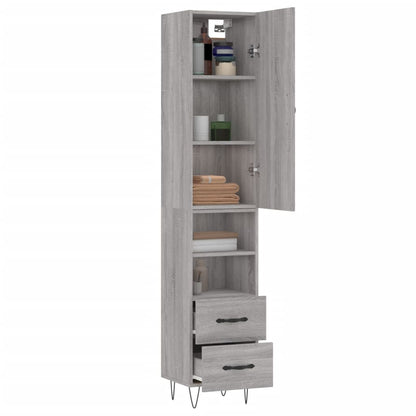 Highboard Grau Sonoma 34,5x34x180 cm Holzwerkstoff
