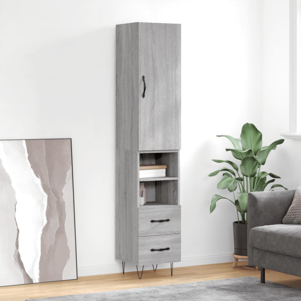 Highboard Grau Sonoma 34,5x34x180 cm Holzwerkstoff
