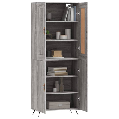 Highboard Grau Sonoma 69,5x34x180 cm Holzwerkstoff