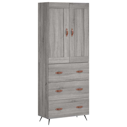 Highboard Grau Sonoma 69,5x34x180 cm Holzwerkstoff