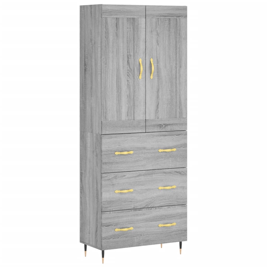 Highboard Grau Sonoma 69,5x34x180 cm Holzwerkstoff
