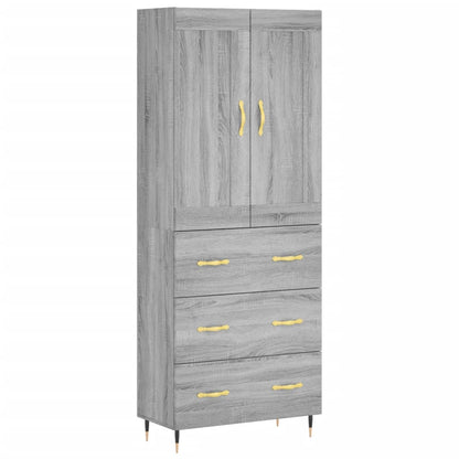Highboard Grau Sonoma 69,5x34x180 cm Holzwerkstoff