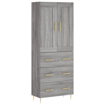 Highboard Grau Sonoma 69,5x34x180 cm Holzwerkstoff