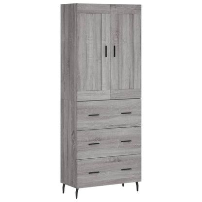 Highboard Grau Sonoma 69,5x34x180 cm Holzwerkstoff