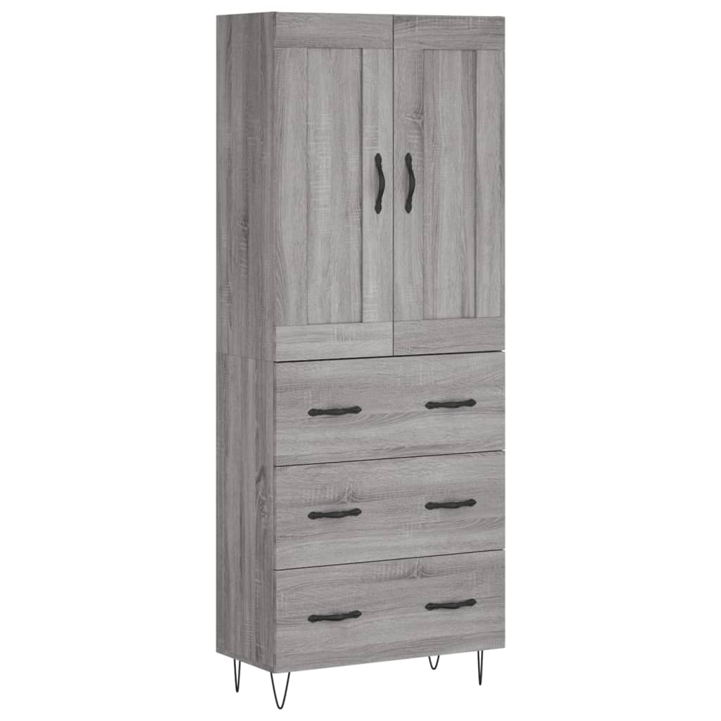 Highboard Grau Sonoma 69,5x34x180 cm Holzwerkstoff