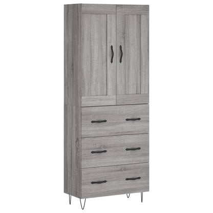 Highboard Grau Sonoma 69,5x34x180 cm Holzwerkstoff