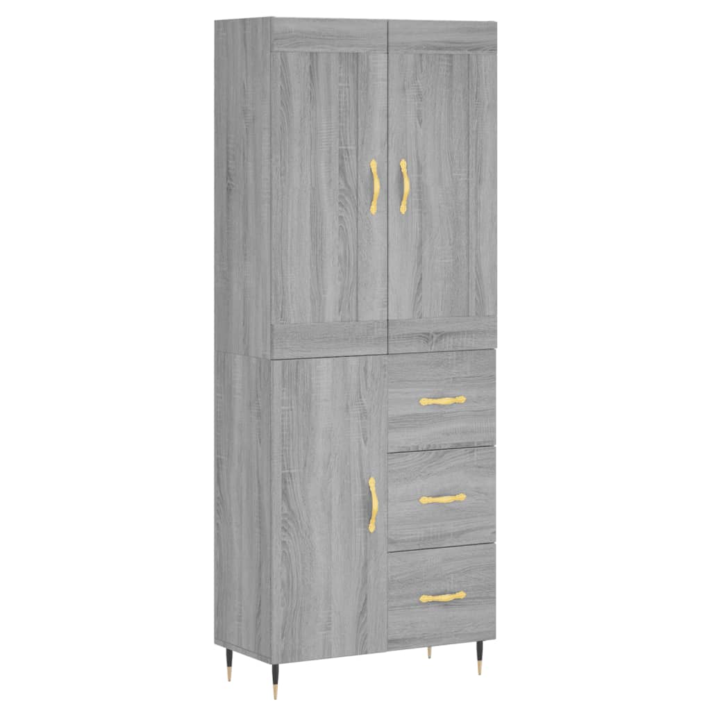 Highboard Grau Sonoma 69,5x34x180 cm Holzwerkstoff