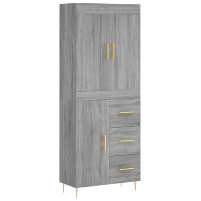 Highboard Grau Sonoma 69,5x34x180 cm Holzwerkstoff