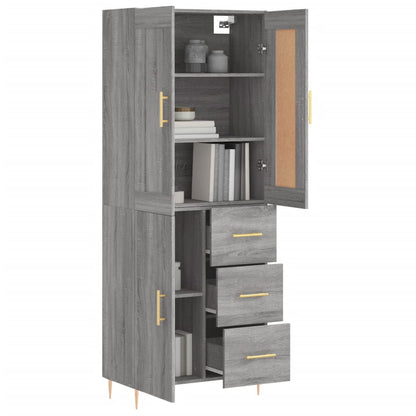 Highboard Grau Sonoma 69,5x34x180 cm Holzwerkstoff