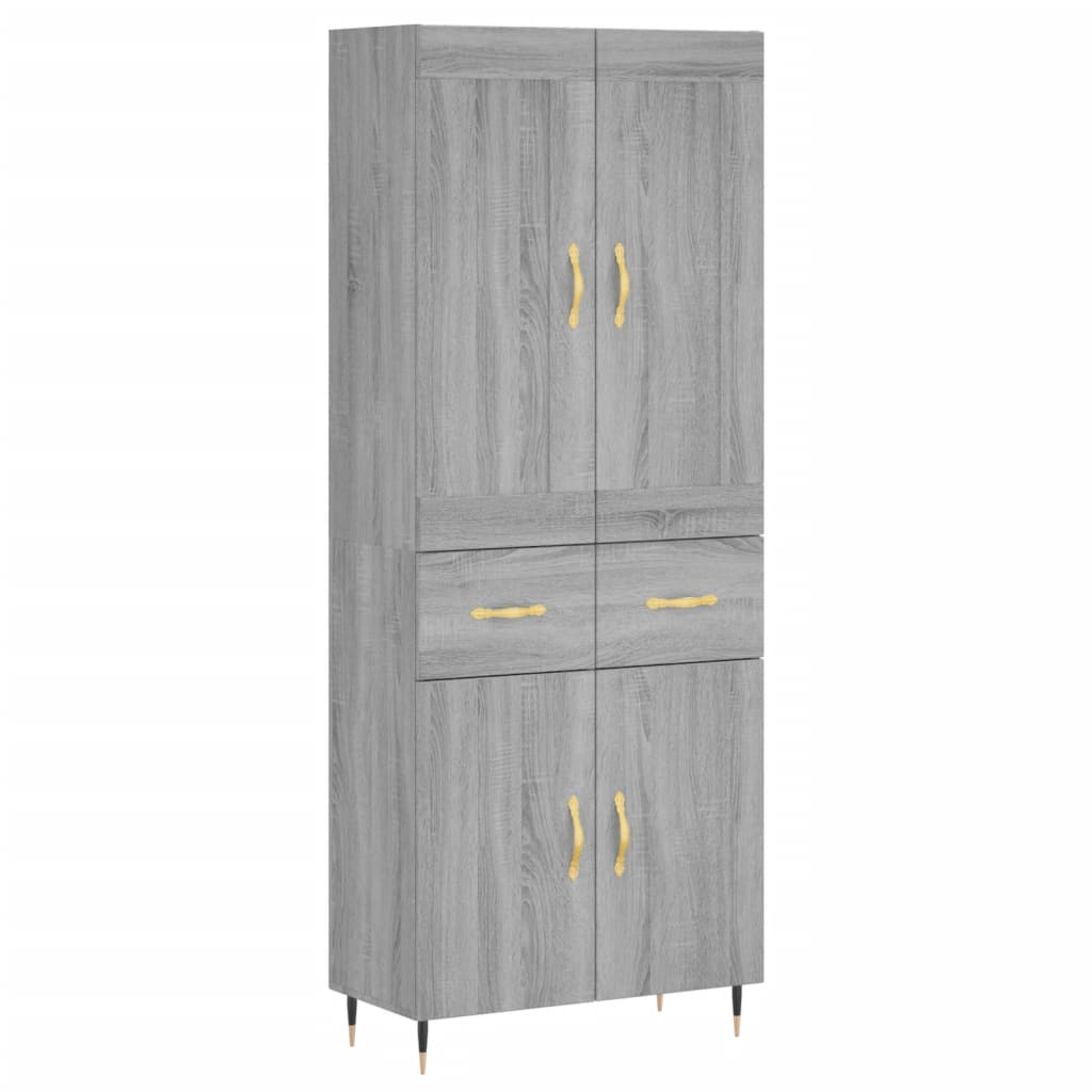 Highboard Grau Sonoma 69,5x34x180 cm Holzwerkstoff