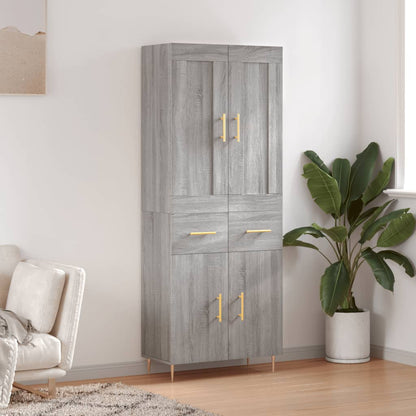 Highboard Grau Sonoma 69,5x34x180 cm Holzwerkstoff