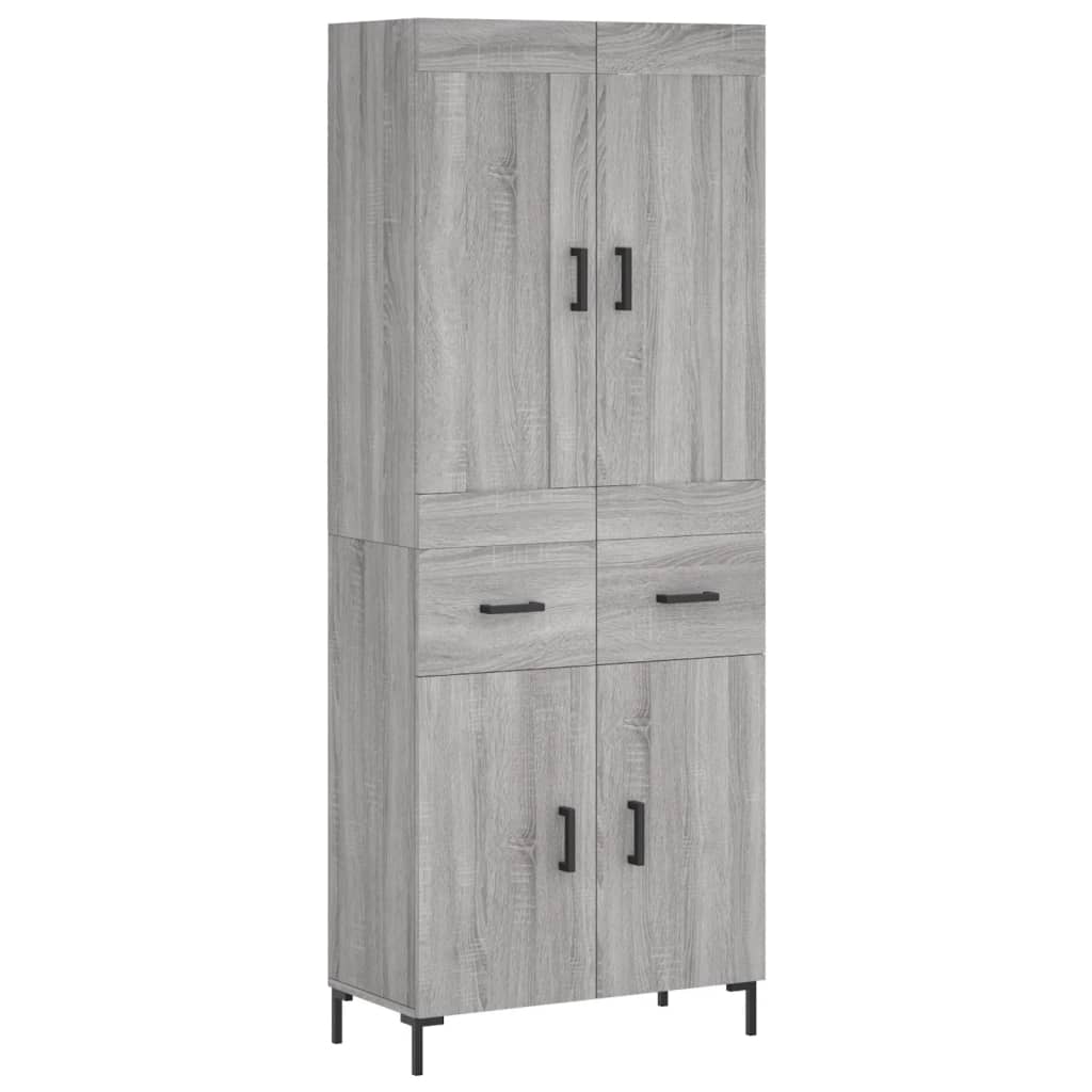 Highboard Grau Sonoma 69,5x34x180 cm Holzwerkstoff