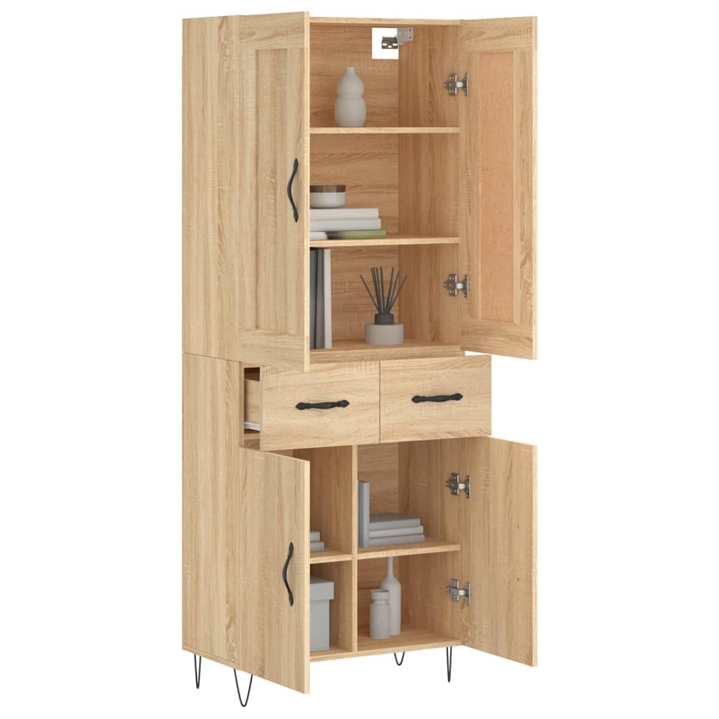 Highboard Sonoma-Eiche 69,5x34x180 cm Holzwerkstoff