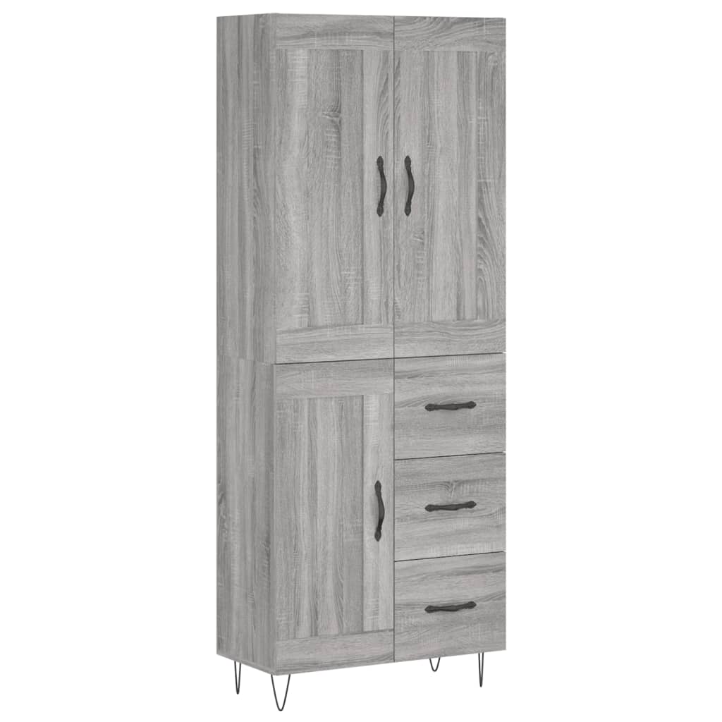 Highboard Grau Sonoma 69,5x34x180 cm Holzwerkstoff