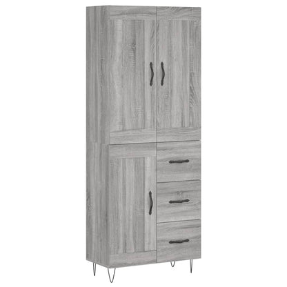 Highboard Grau Sonoma 69,5x34x180 cm Holzwerkstoff