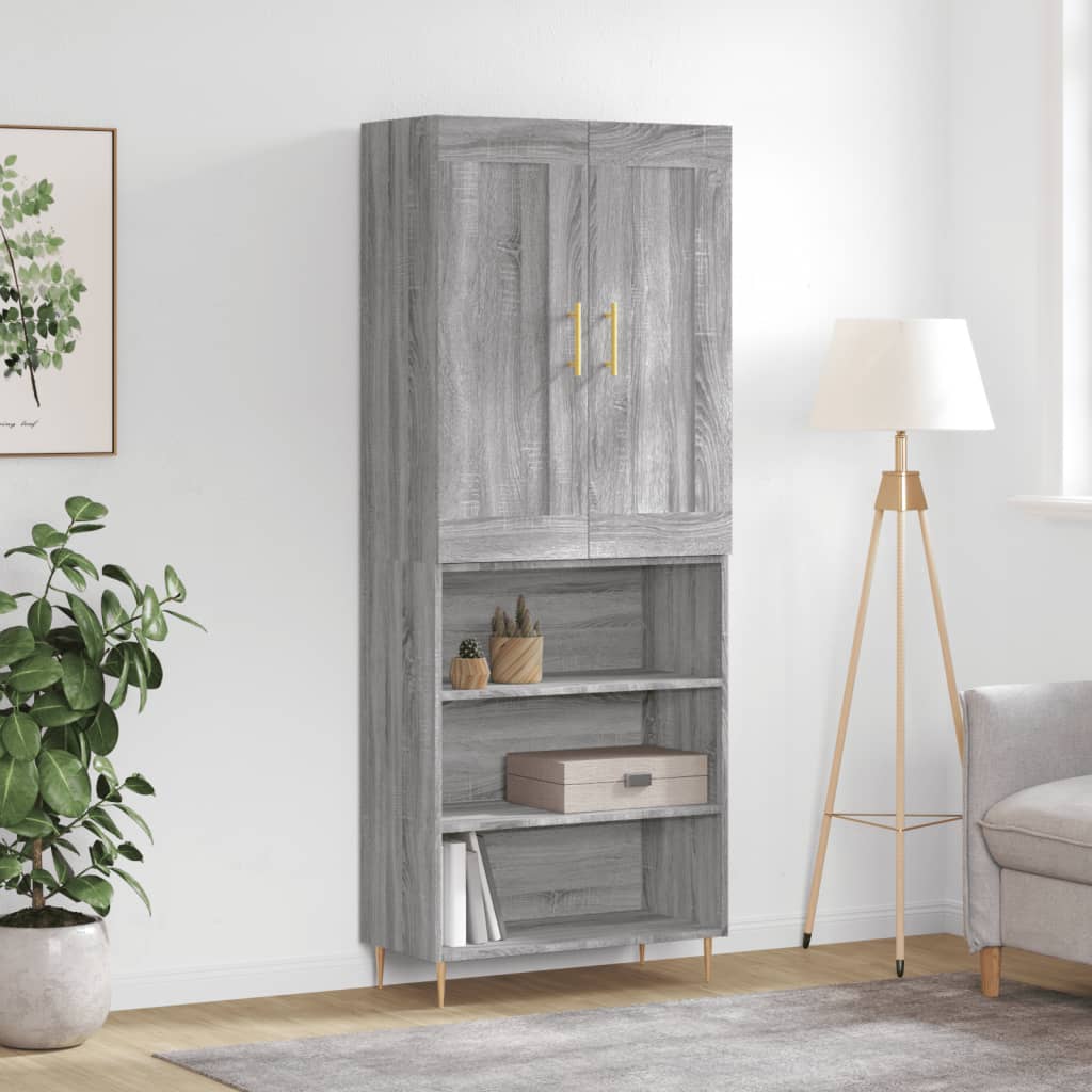 Highboard Grau Sonoma 69,5x34x180 cm Holzwerkstoff