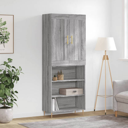 Highboard Grau Sonoma 69,5x34x180 cm Holzwerkstoff