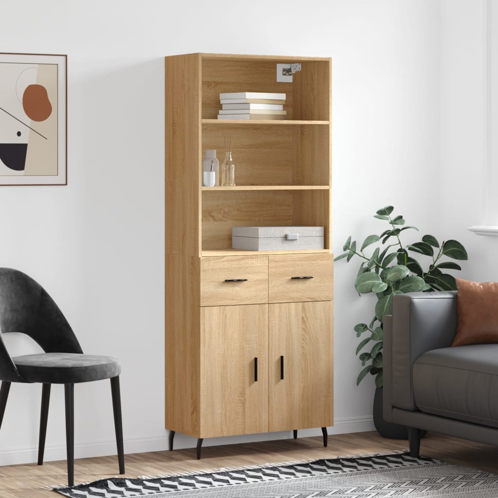Highboard Sonoma-Eiche 69,5x34x180 cm Holzwerkstoff
