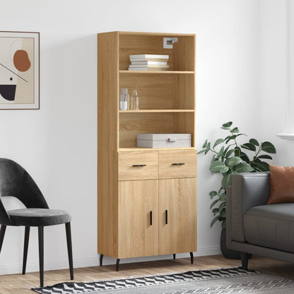 Highboard Sonoma-Eiche 69,5x34x180 cm Holzwerkstoff