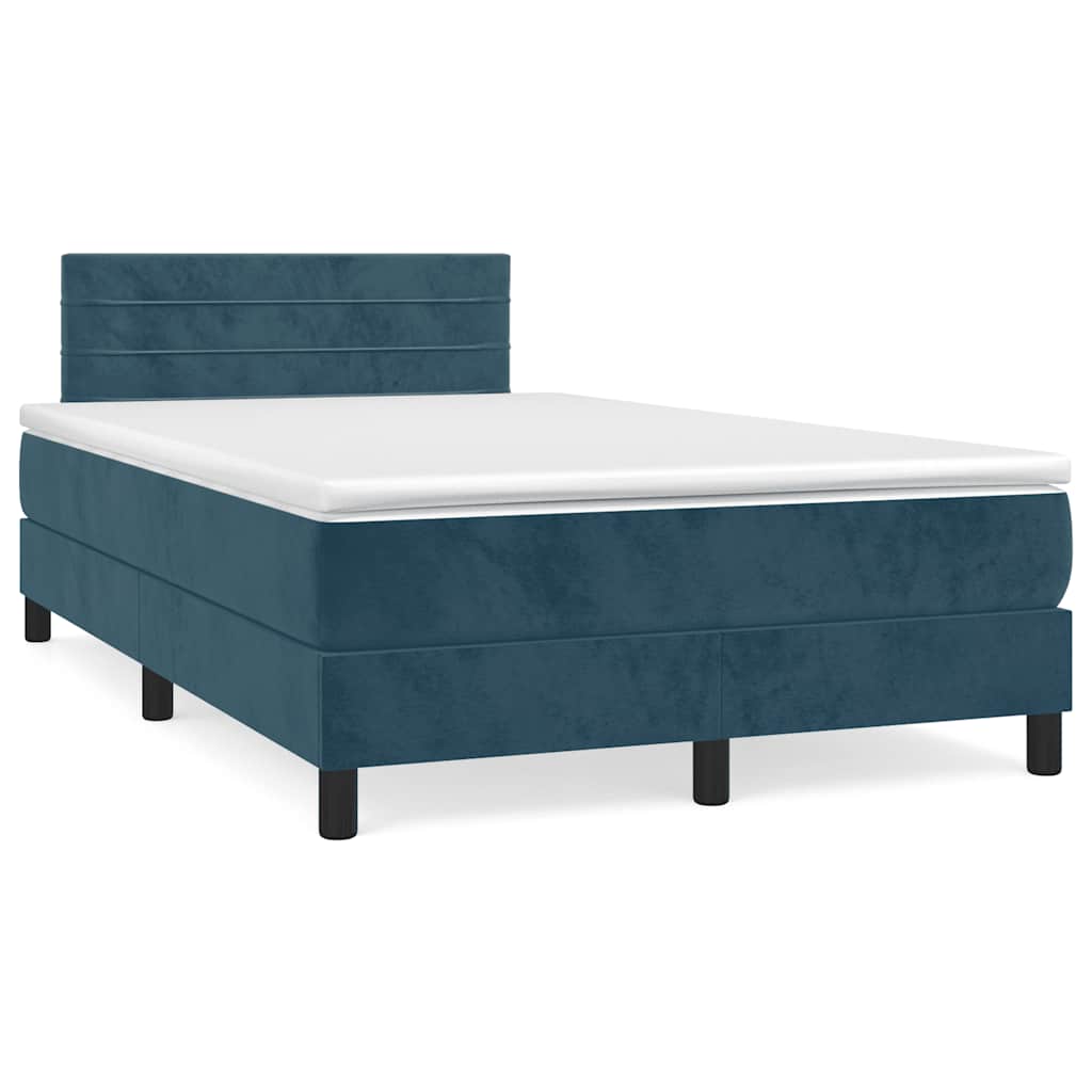 Boxspringbett mit Matratze Dunkelblau 120x200 cm Samt