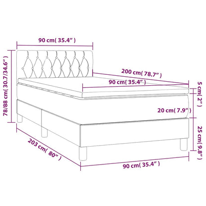 Boxspringbett mit Matratze Dunkelblau 90x200 cm Samt