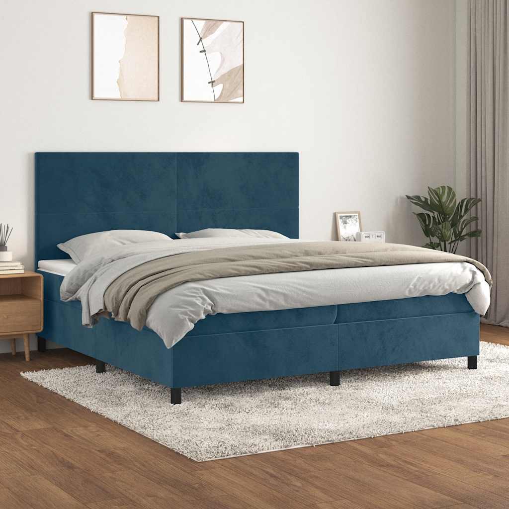 Boxspringbett mit Matratze Dunkelblau 200x200 cm Samt