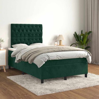 Boxspringbett mit Matratze Dunkelgrün 120x200 cm Samt