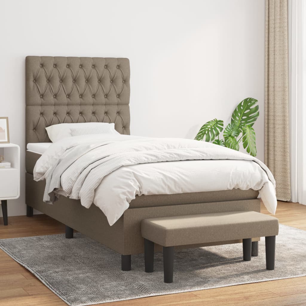 Boxspringbett mit Matratze Taupe 100x200 cm Stoff