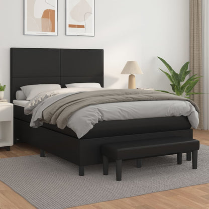 Boxspringbett mit Matratze Schwarz 140x190 cm Kunstleder