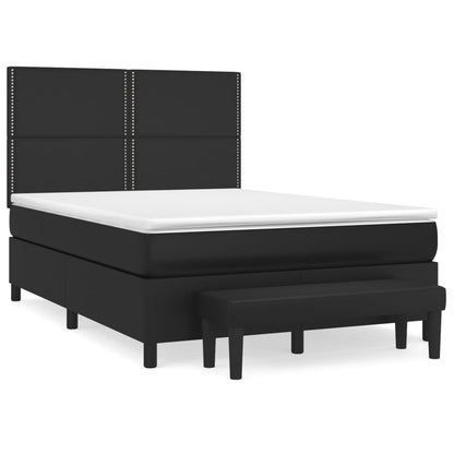 Boxspringbett mit Matratze Schwarz 140x190 cm Kunstleder