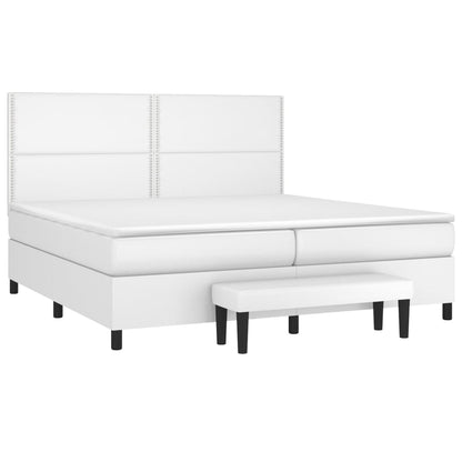 Boxspringbett mit Matratze Weiß 200x200 cm Kunstleder