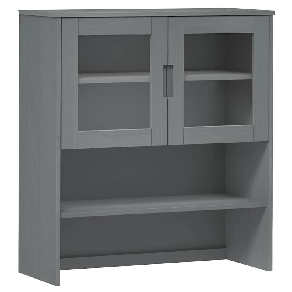 Highboard-Oberteil MOLDE Grau 90x35x100 cm Massivholz Kiefer