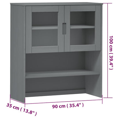 Highboard-Oberteil MOLDE Grau 90x35x100 cm Massivholz Kiefer