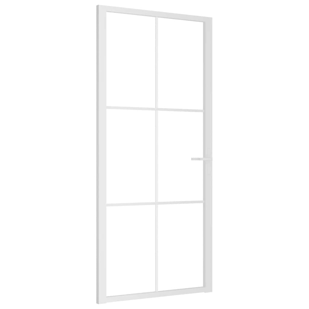 Innentür 93x201,5 cm Weiß ESG-Glas und Aluminium