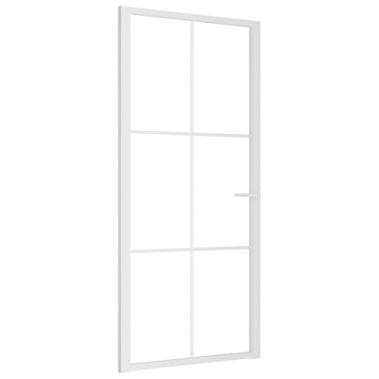 Innentür 93x201,5 cm Weiß ESG-Glas und Aluminium