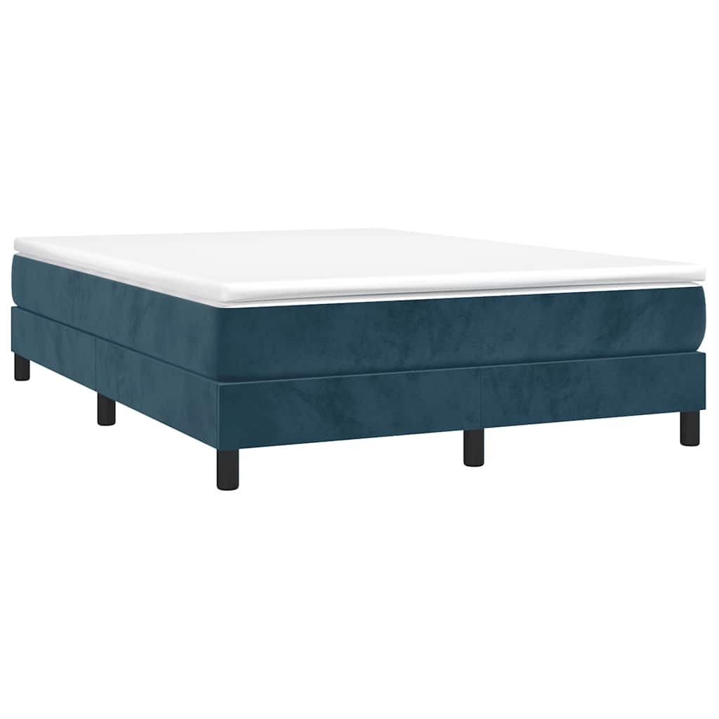 Boxspringbett mit Matratze Dunkelblau 140x190 cm Samt