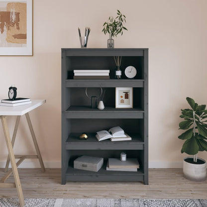 Bücherregal Grau 80x35x126 cm Massivholz Kiefer