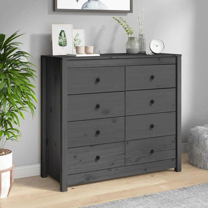 Beistellschrank Grau 100x40x90 cm Massivholz Kiefer