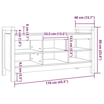 Flurbank Schwarz 110x40x60 cm Massivholz Kiefer