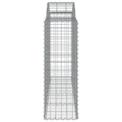 Gabionen mit Hochbogen 13Stk. 200x50x120/140cm Verzinktes Eisen