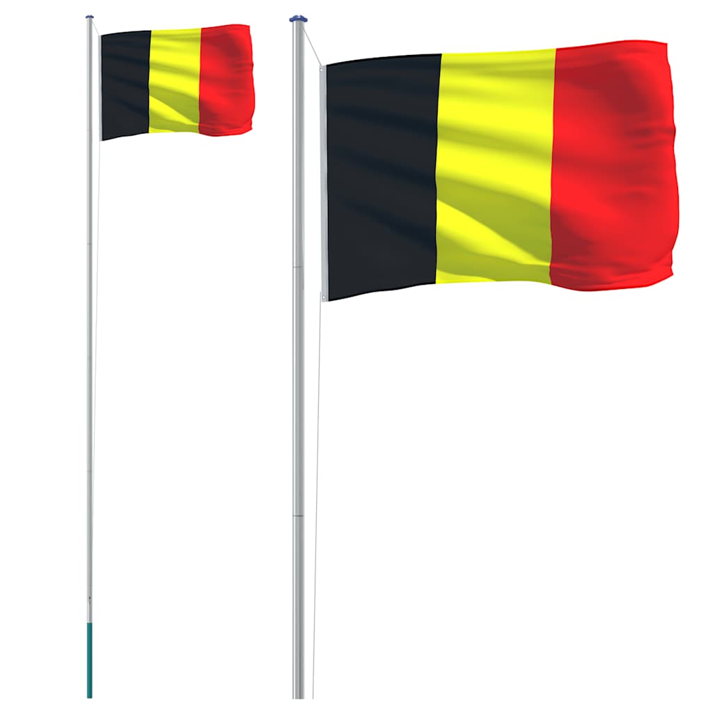 Belgische Flagge mit Mast 6,08 m Aluminium